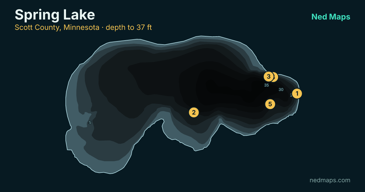 Spring Lake depth contour map, Scott County, Minnesota