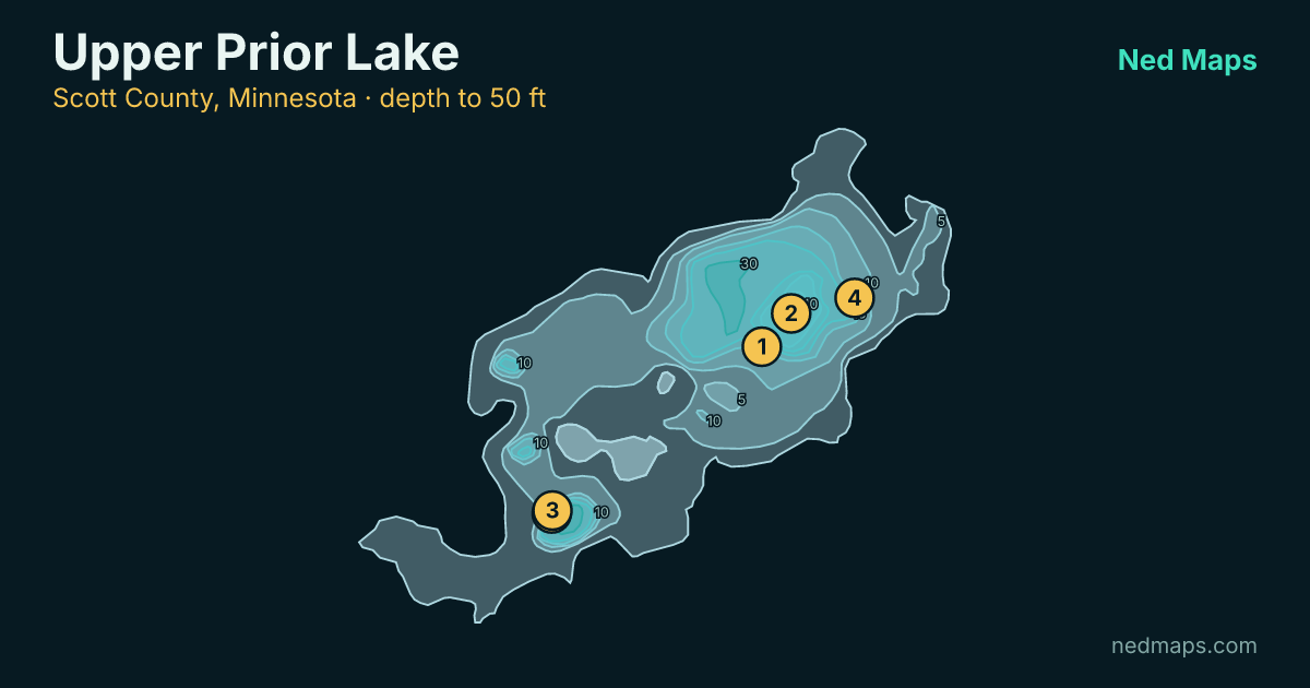 Upper Prior Lake depth contour map, Scott County, Minnesota