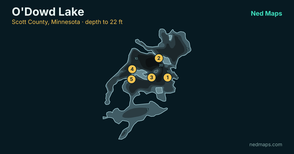O'Dowd Lake depth contour map, Scott County, Minnesota