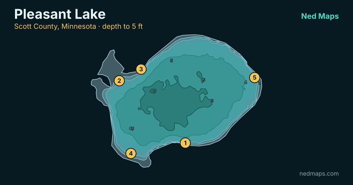Pleasant Lake depth contour map, Scott County, Minnesota