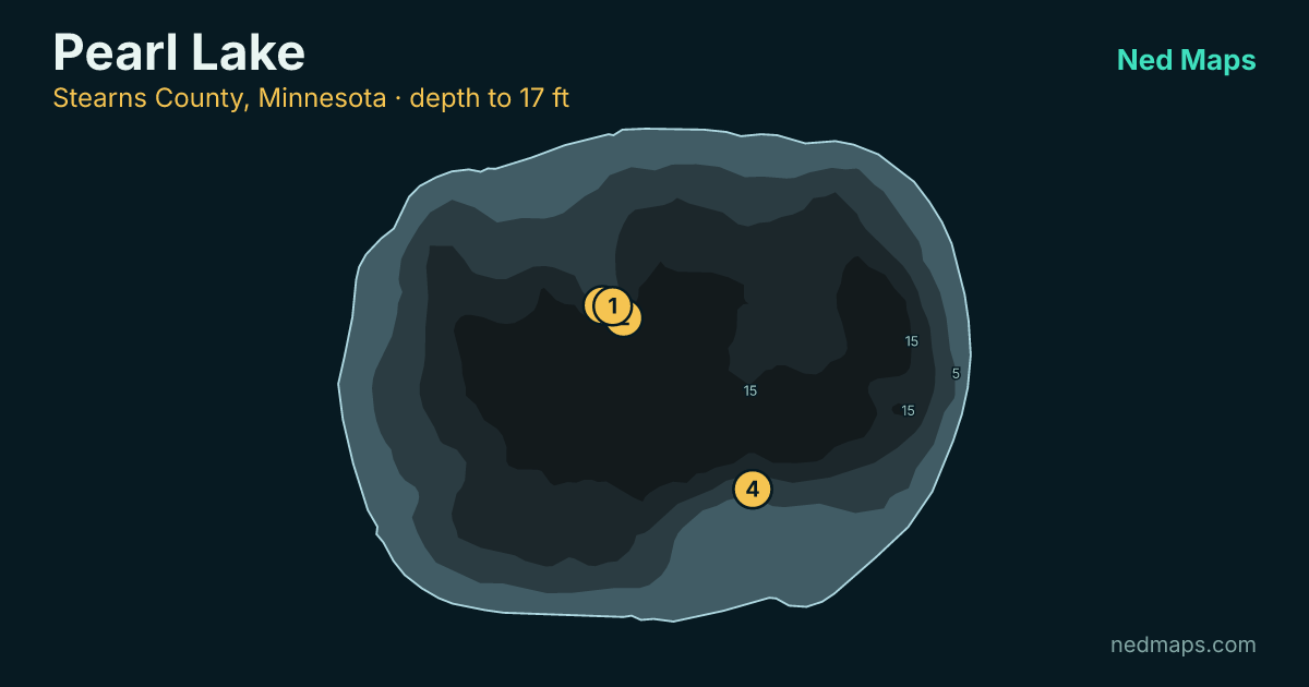 Pearl Lake depth contour map, Stearns County, Minnesota
