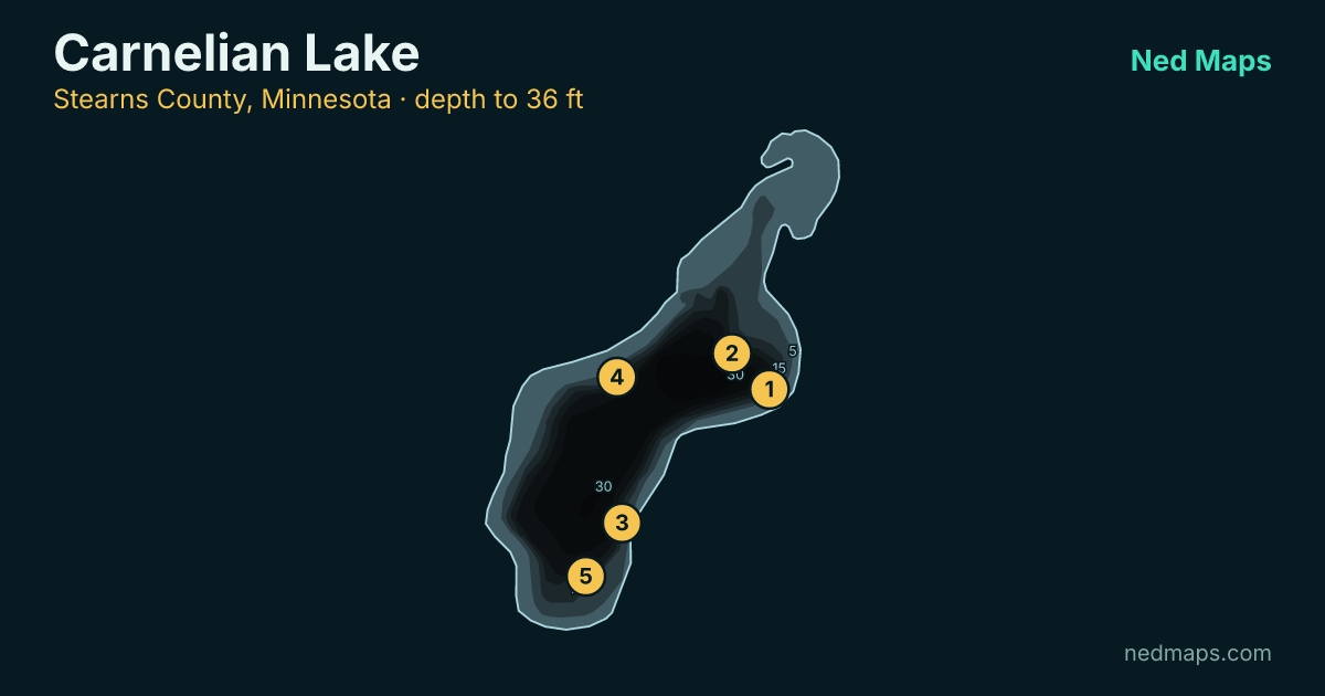 Carnelian Lake depth contour map, Stearns County, Minnesota