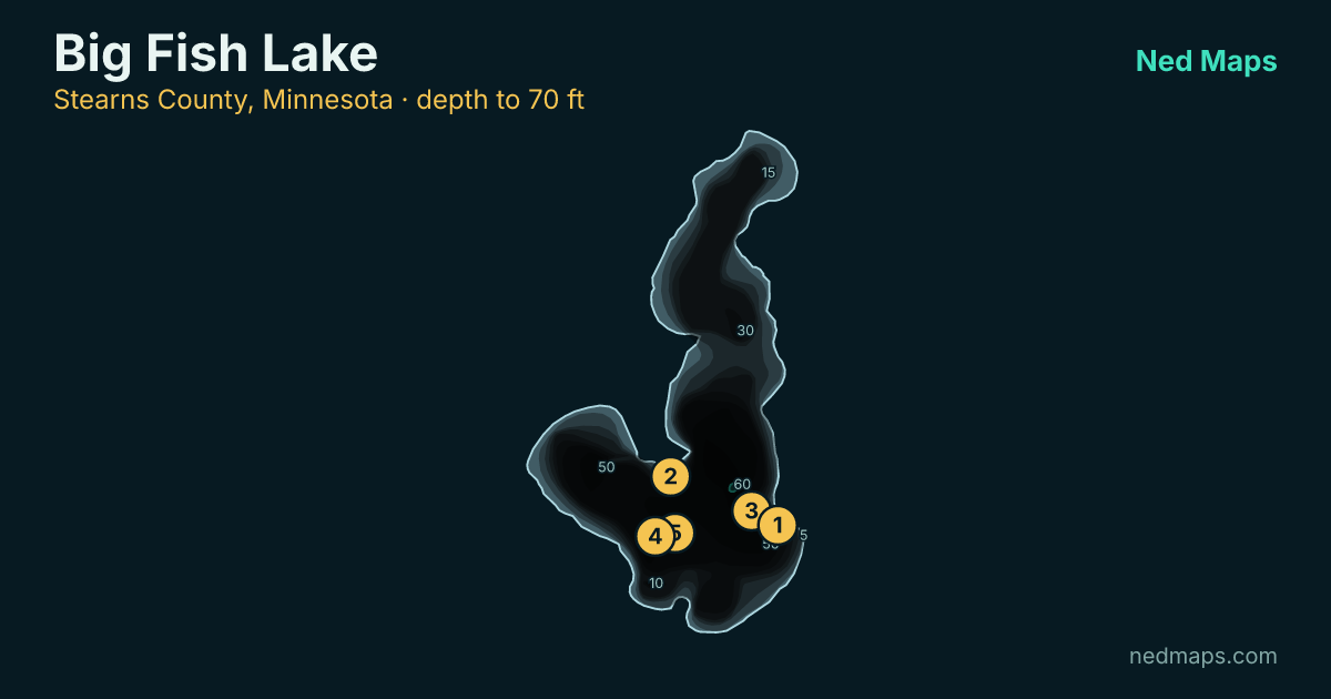 Big Fish Lake depth contour map, Stearns County, Minnesota