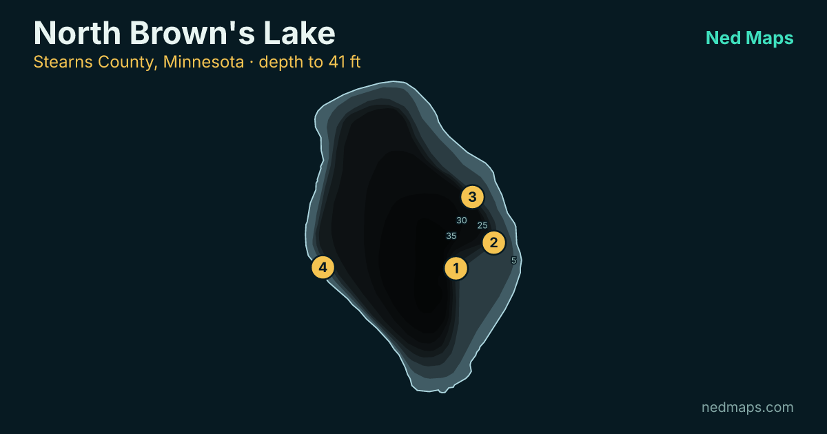 North Brown's Lake depth contour map, Stearns County, Minnesota