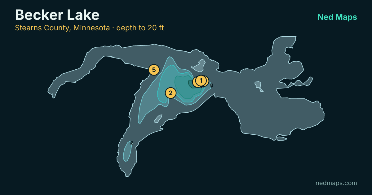 Becker Lake depth contour map, Stearns County, Minnesota