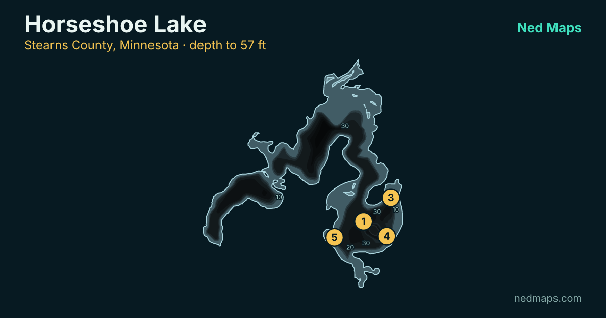 Horseshoe Lake depth contour map, Stearns County, Minnesota