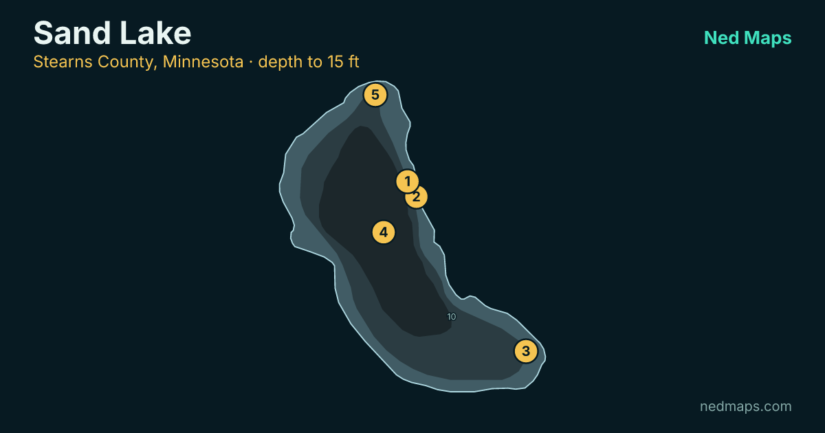 Sand Lake depth contour map, Stearns County, Minnesota