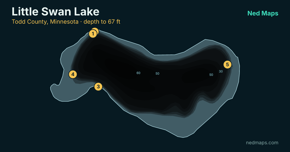 Little Swan Lake depth contour map, Todd County, Minnesota