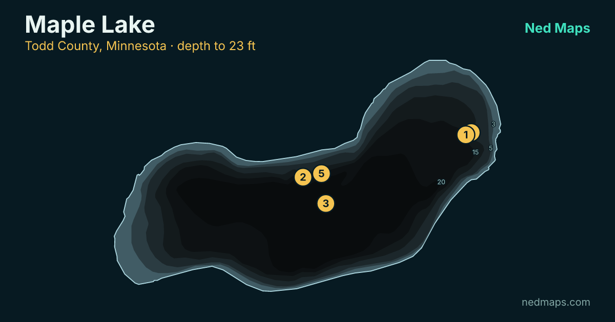 Maple Lake depth contour map, Todd County, Minnesota