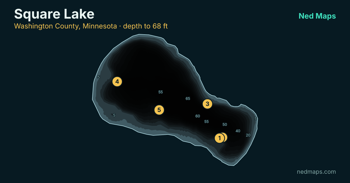 Square Lake depth contour map, Washington County, Minnesota
