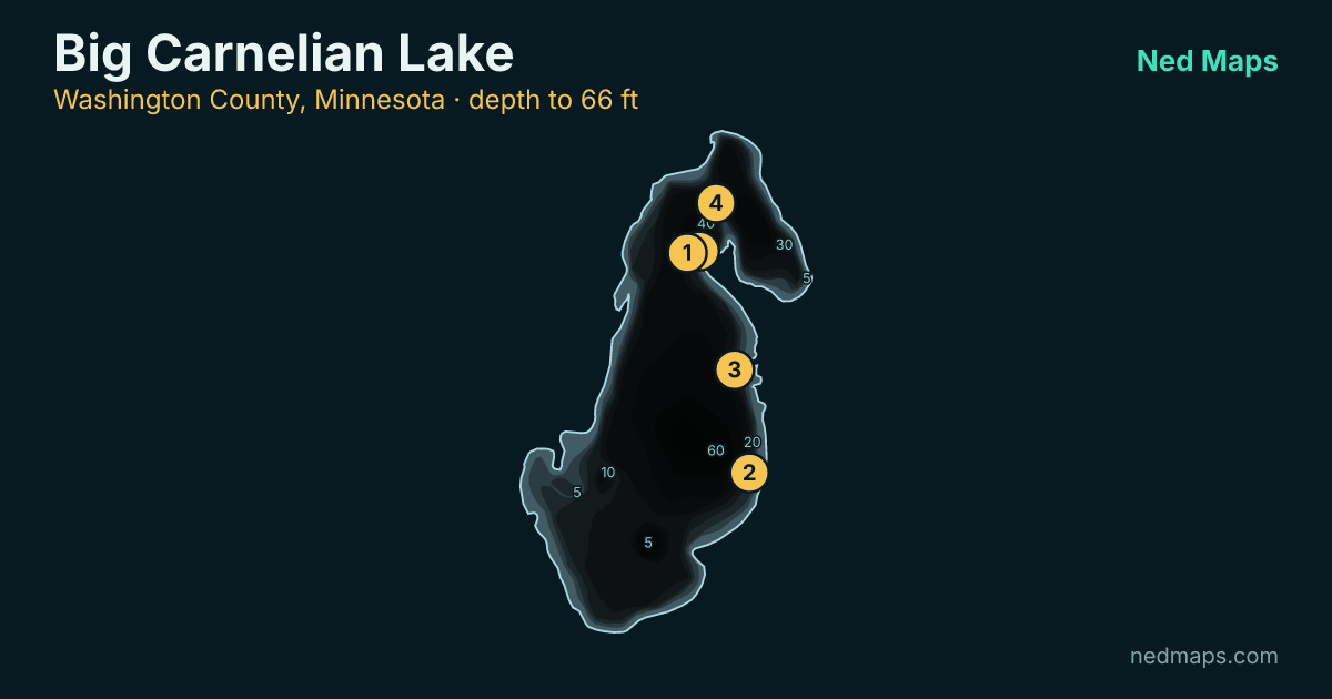 Big Carnelian Lake depth contour map, Washington County, Minnesota