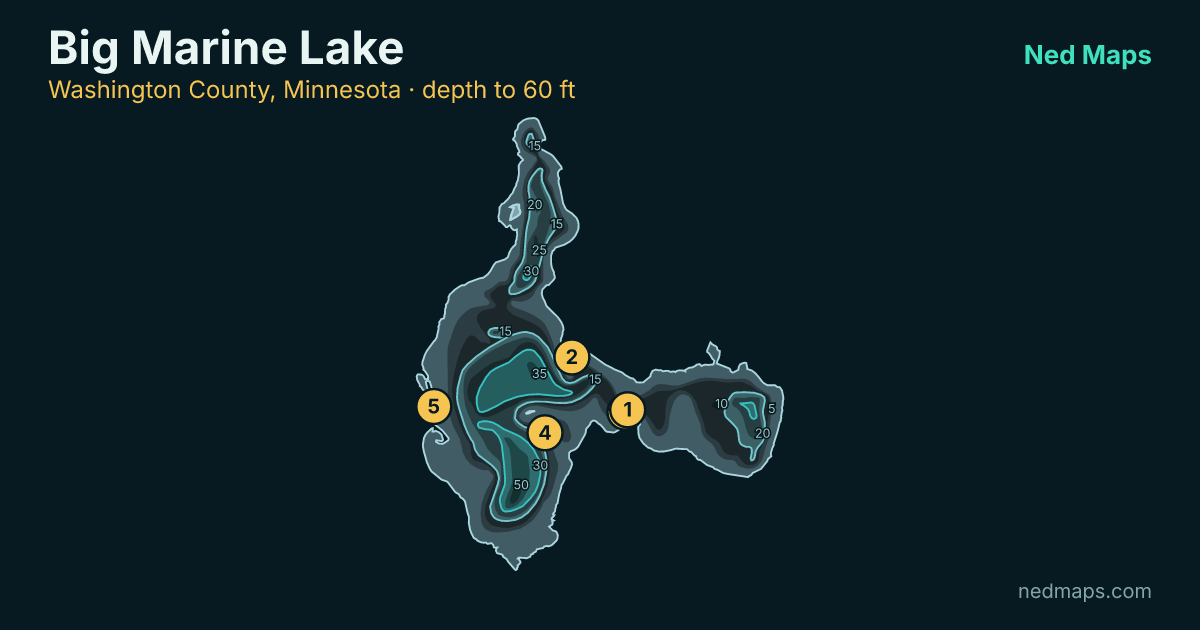 Big Marine Lake depth contour map, Washington County, Minnesota