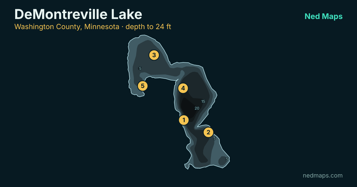 DeMontreville Lake depth contour map, Washington County, Minnesota