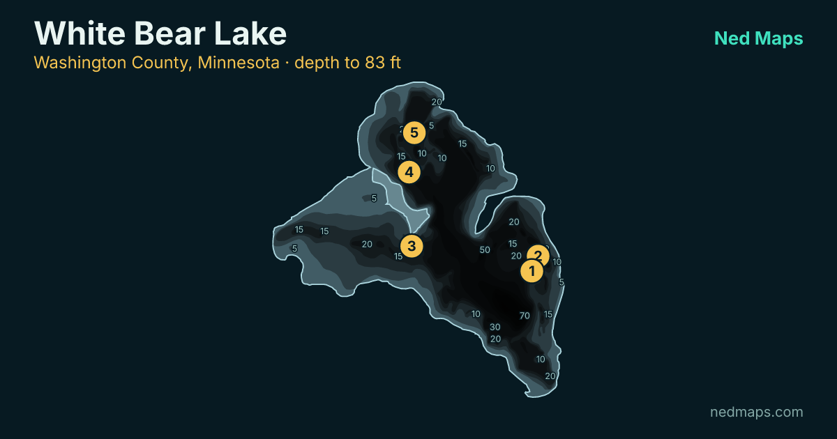 White Bear Lake depth contour map, Washington County, Minnesota