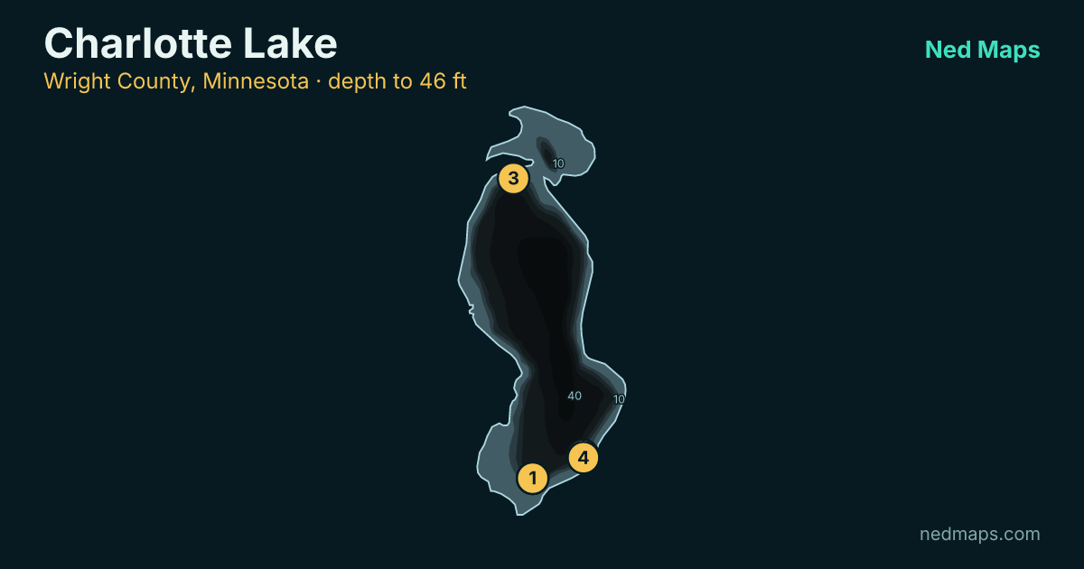 Charlotte Lake depth contour map, Wright County, Minnesota
