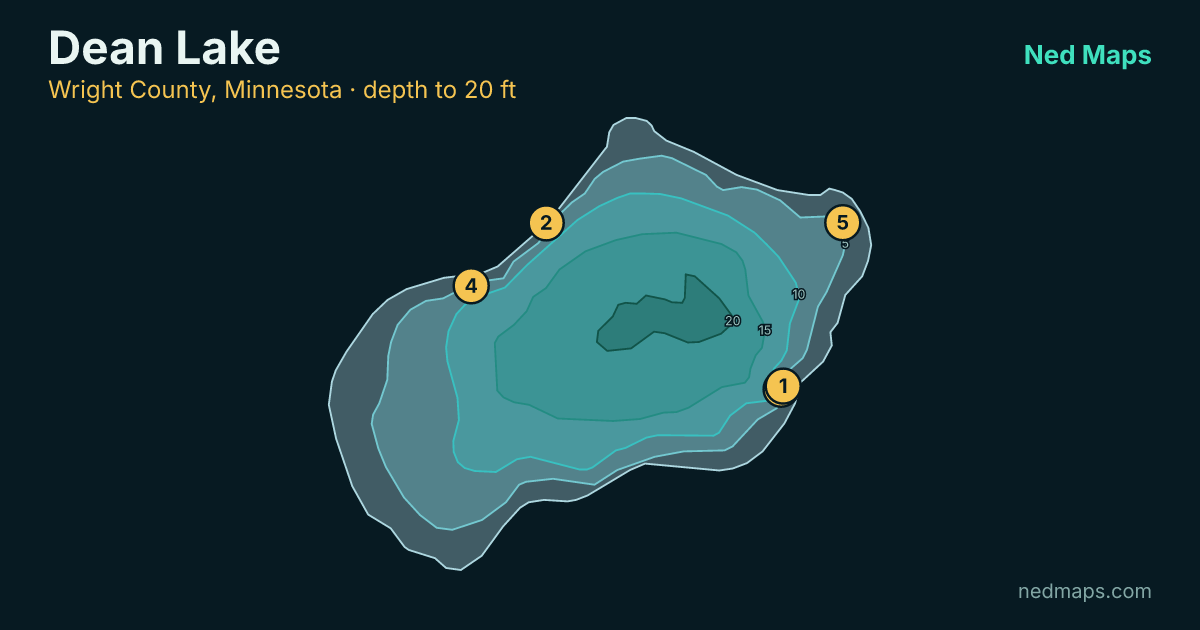 Dean Lake depth contour map, Wright County, Minnesota