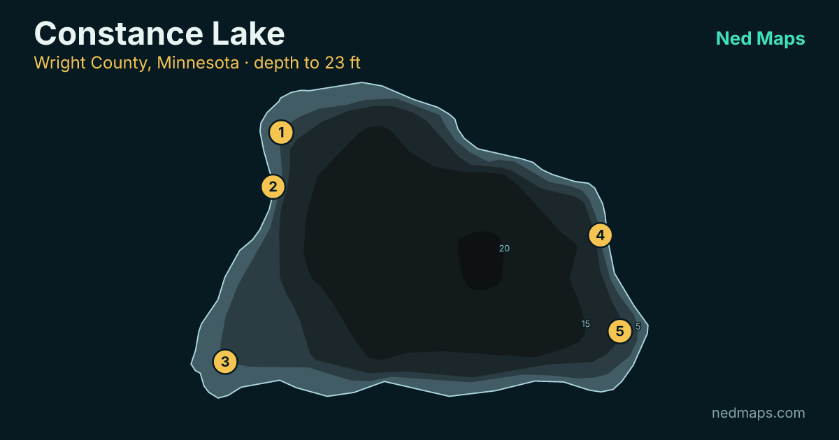 Constance Lake depth contour map, Wright County, Minnesota
