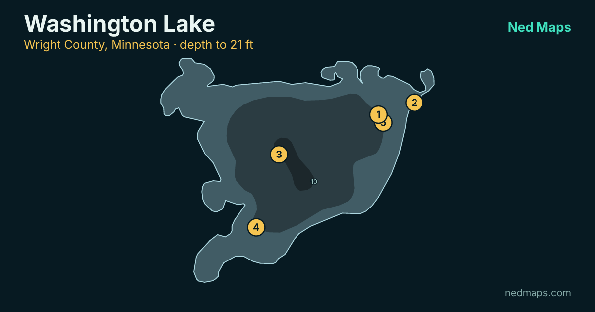 Washington Lake depth contour map, Wright County, Minnesota