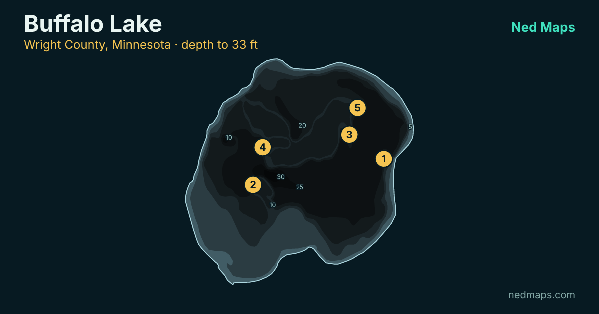 Buffalo Lake depth contour map, Wright County, Minnesota