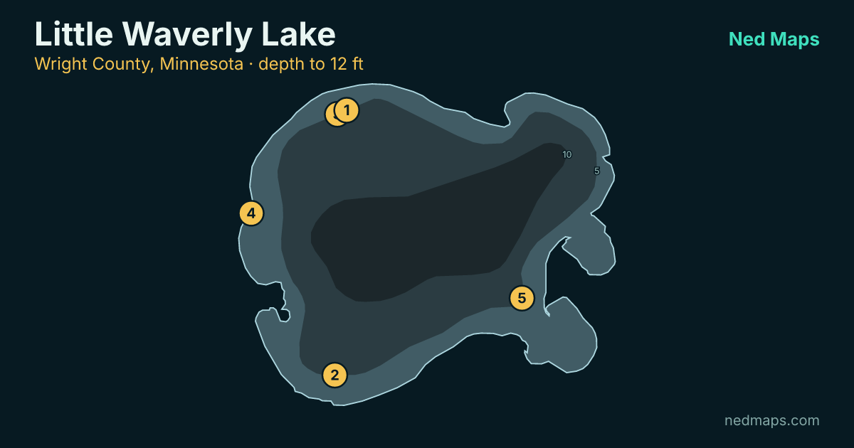 Little Waverly Lake depth contour map, Wright County, Minnesota