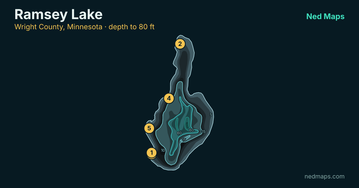 Ramsey Lake depth contour map, Wright County, Minnesota
