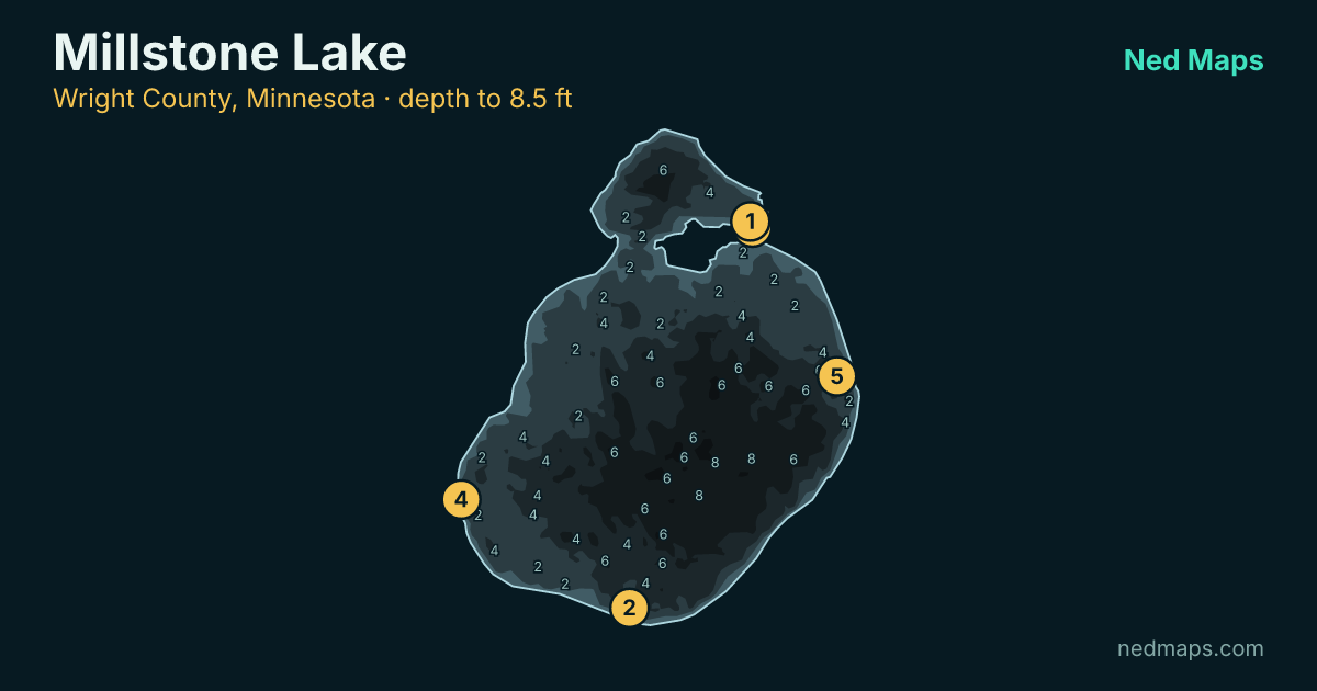 Millstone Lake depth contour map, Wright County, Minnesota
