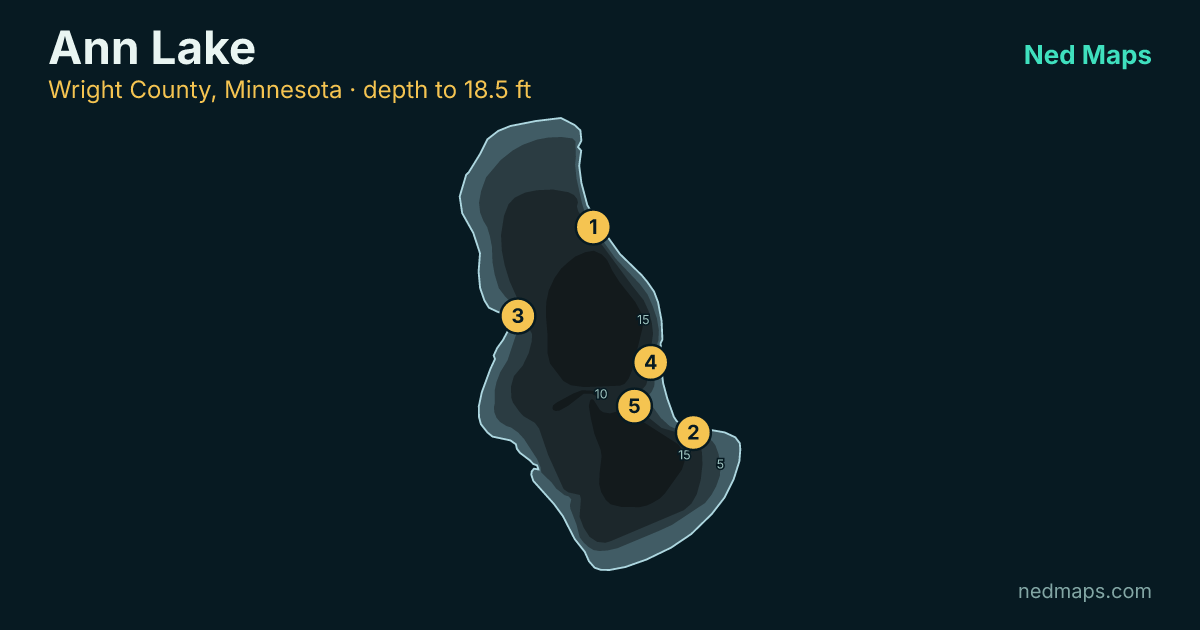 Ann Lake depth contour map, Wright County, Minnesota