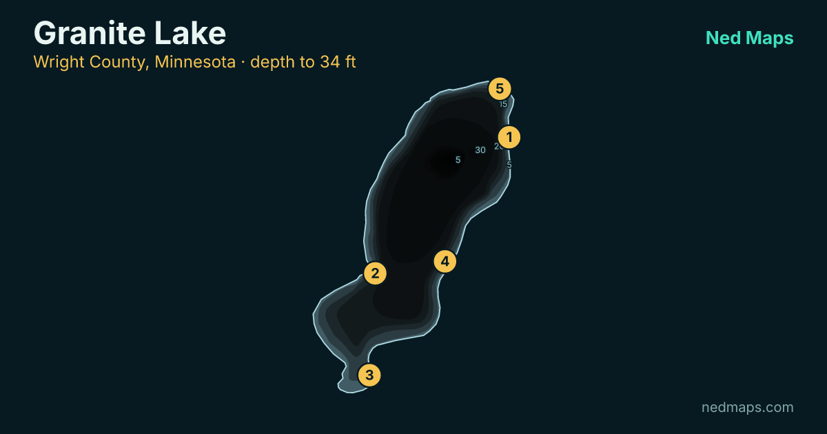 Granite Lake depth contour map, Wright County, Minnesota