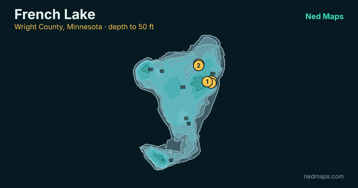 French Lake depth contour map, Wright County, Minnesota