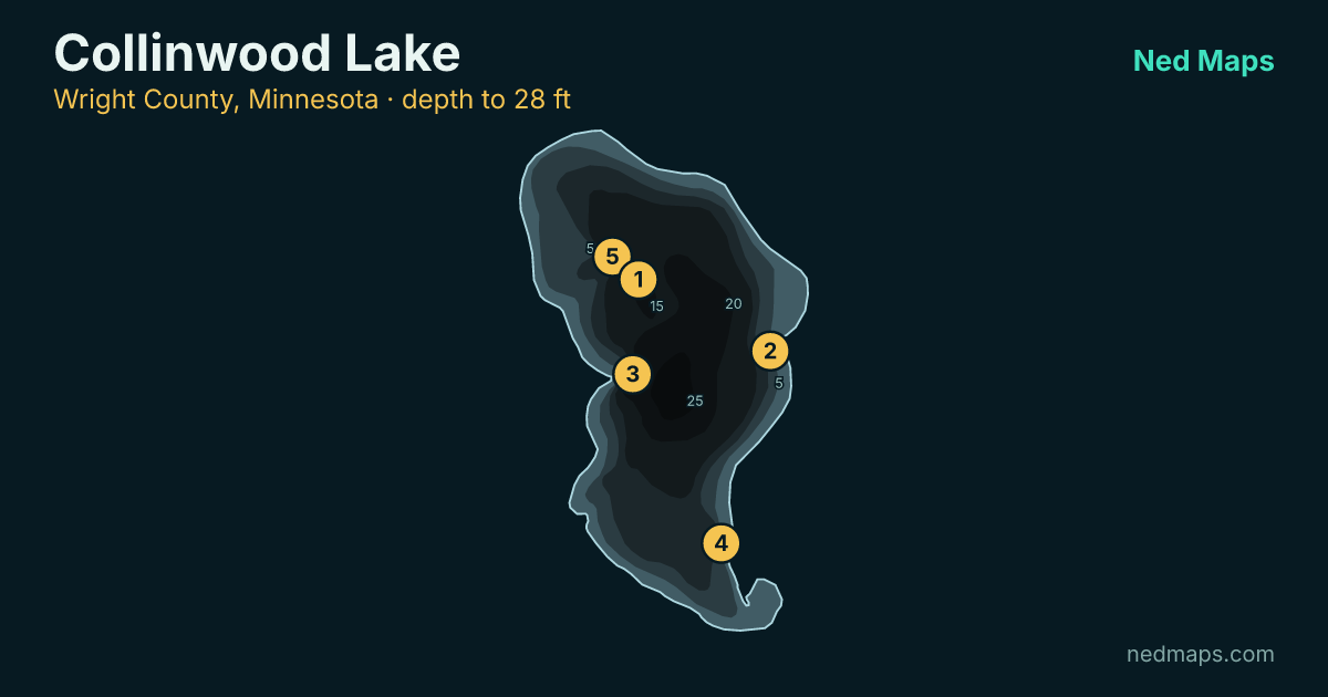 Collinwood Lake depth contour map, Wright County, Minnesota